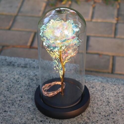 Romantive Eternal Rose LED Light Beauty And The Beast Rose In Glass Dome For Valentines Day Mothers Or Christmas Day Gift