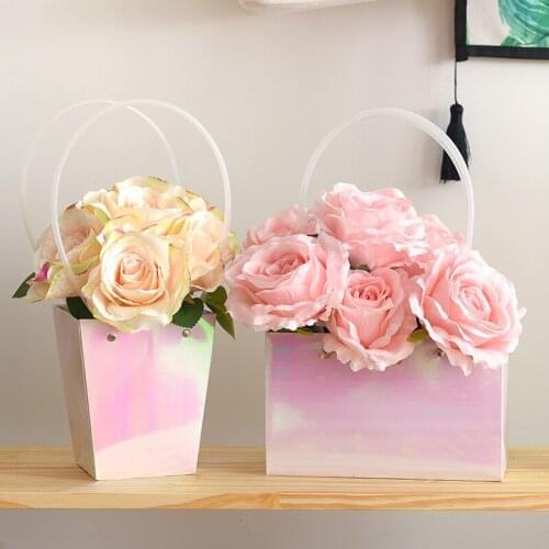 Kraft Paper Flower Bag Waterproof Paper Handbag Portable Florist Handy Gift Bag For Wedding Party Decor Rose Gift Box Bag