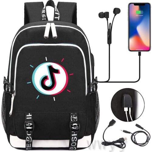 TIK TOK USB Backpack Kids travel School Bag for teenagers Casual USB Charging Laptop Mochilas