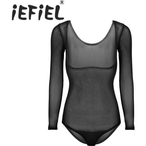 Sexy Female Women Lingerie Mesh See Through Sheer Bust Opened High Cut Thong Leotard Bodysuit Belly Dance Bodysuit Nightwear