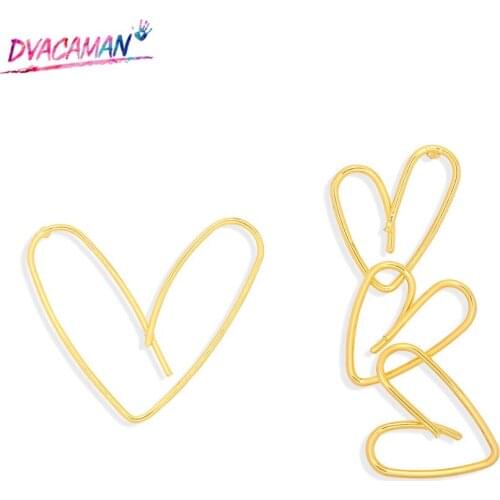 Dvacaman INS Chic Irregular Heart Drop Earrings for Women Girl Boho Sweet Dangle Statement Earrings Jewelry Love Gifts Wholesale