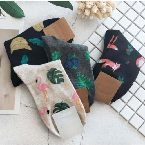 Cute Jacquard/Plants Printing Pattern Art Socks Women Korean Animal/Cactus Socks Funny Socks Kawaii Sokken CalcetinesMulti-style