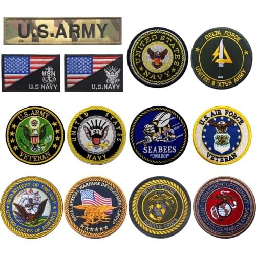 US Military Embroidery Patch Armband Badge Army Marine Corps Navy Special Force Applique Embellishment Tactical Patches