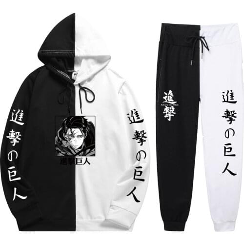 Japanese Anime Attack on Titan Hoodie Pants Casual Men Women Tracksuits Casual Jogging Suits Harajuku