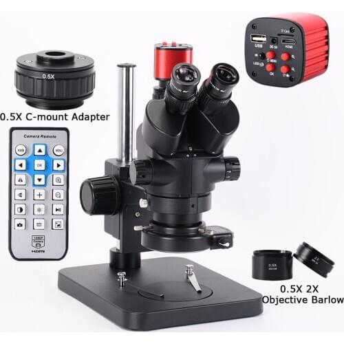 3.5X-90X Trinocular Microscope Stereo Microscope Kit 16MP HDMI USB Microscope Camera + 144 LED Light + Stand for PCB CPU Repair