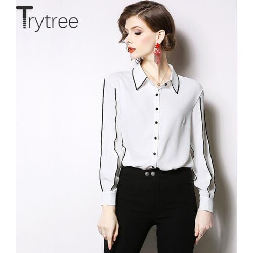 Женские хлопковые рубашки Trytree China At AliExpress
