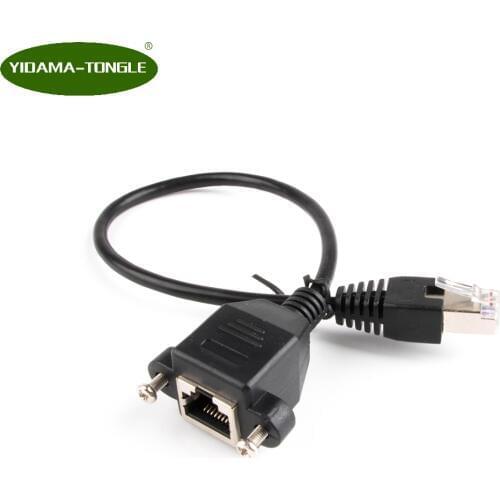 RJ45 Ethernet Cables Extension Cable RJ45 Male to Female Screw Panel Mount Ethernet LAN Network Connector Adapter Cable