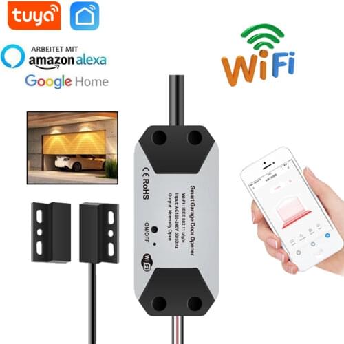 AC WiFi Switch Smart Garage Door Opener Controller Work With Alexa Echo Google Home SmartLife/Tuya APP Control No Hub Require