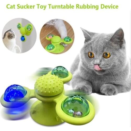 Windmill Cat Toys Tickle Play Game Scratching Teasing Interactive Whirling With Led Ball Massage Cat Toy Educational Soft Pet