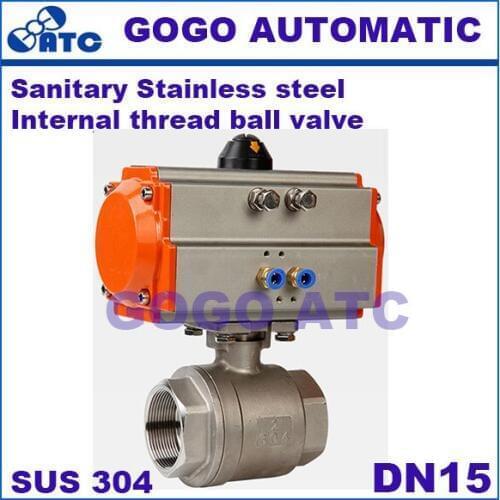 Q611F-16P Stainless steel 304 Sanitary DN 15 mm Internal thread two-piece pneumatic ball valve Match AT GT Pneumatic actuators