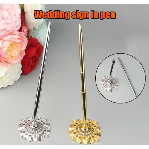 Upscale Wedding Sign in Feather Pen Signature Fine Metal Signing Pen Set for Wedding Bridal Newly 30