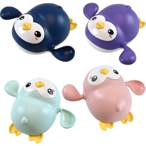 Wind Up Swimming Penguin Toddler Baby Bathing Pools Paddling Water Floating Toy