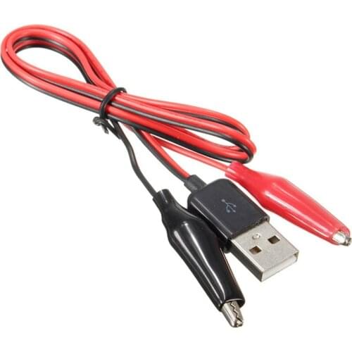 Alligator Test Clips Clamp to USB Male Connector Power Supply Adapter Wire 60cm