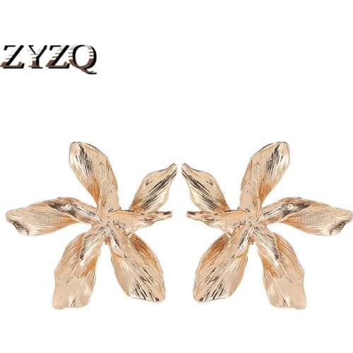 ZYZQ Trendy Romantic Lily Flower Shaped Earrings For Women Luxury Exquisite Birthday Gift Plant Earrings Wholesale Lots&Bulk