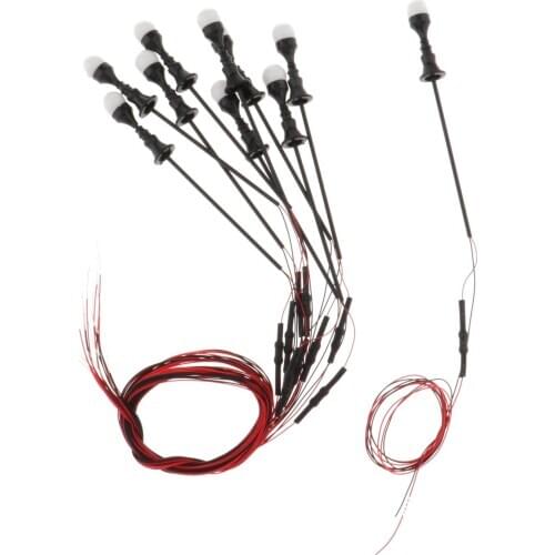 10pcs 1:100 to 1:150 Scale Model Railway Train Lamp Post Street White Lights LEDs Miniature Scenery Layout (Single Head)