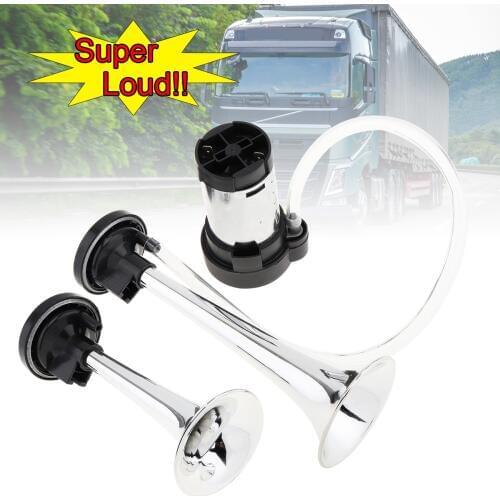 178DB Super Loud Car Air Horn 12V Dual Trumpet Electronically Controlled Car Horn Compressor for Truck Boat Motorcycle Vehicle