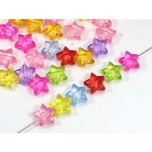 200 Mixed Colour Transparent Acrylic Star Charm Beads 11mm Jewelry Making