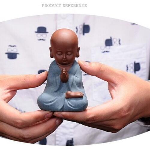 2020 Unique # Marvellous Spiritual ART gift # Buddhism Buddha CHAN DAO Little Monk sand-fired kiln porcelain pottery ART statue