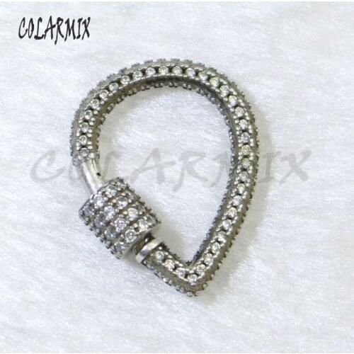 4 Pcs Zircon Retro drop Buckle Pendant Jewelry accessory Copper buckle pendant for lady 5990