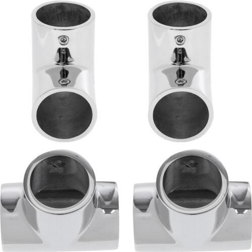 4 Pieces 25mm Boat Handrail Fittings 90 Degree Tee & Elbow - Stainless Steel