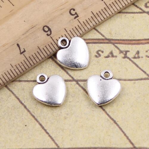 30pcs Charms Lovely Heart 12x10mm Tibetan Bronze Silver Color Pendants Crafts Making Findings Handmade Antique DIY Jewelry
