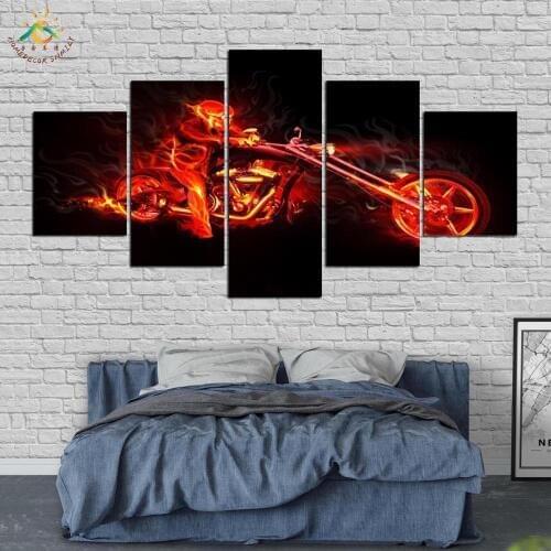 Abstract Fire Motorcycle Wall Art Painting Home Decor Wall Picture Canvas Prints Painting Modern Wall Art Artwork