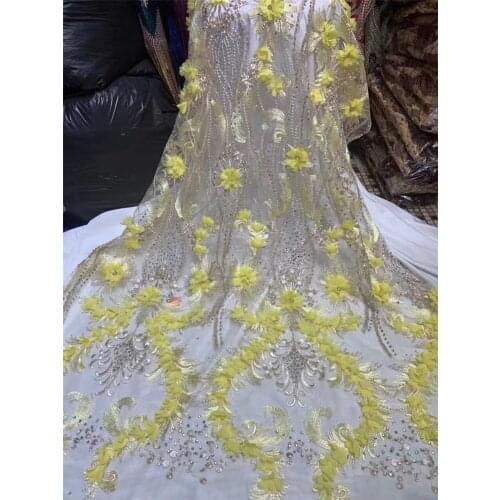 African Lace Fabric 2021 Embroidery Nigeria Lace Fabric High Quality French Tulle 3D Lace Fabric For Women Wearing H3642