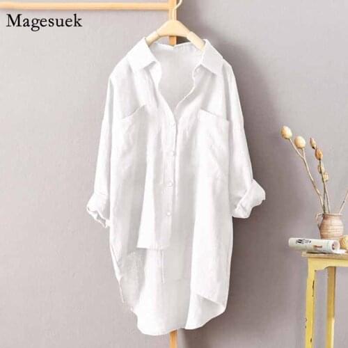 New Korean Cardigan Ladies Tops Button Cotton Plus Size Long Sleeve White Blouse Women Casual Loose Long Shirt Women Blusa 12161