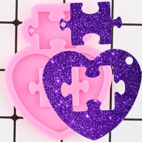 Shiny Heart Silicone Mold Custom Keychain Mould Epoxy Resin Jewelry Making DIY Handmade Charms Molds Polymer Clay Pendant