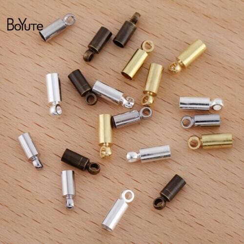 BoYuTe (200 Pieces/Lot) Inner 2MM Diameter Hole Metal Brass Leather End Caps Rope Clasps Diy Handmade Jewelry Making Materials