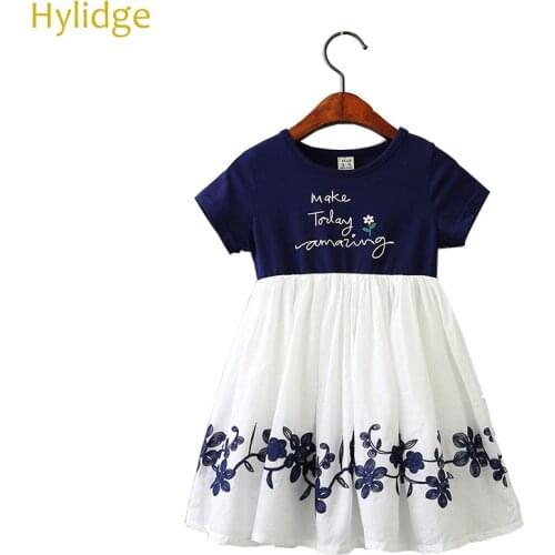 Hylidge Baby Girl Flower Dress 2019 Summer Girls Dress European and American Style Kids Flower Embroidery Dress