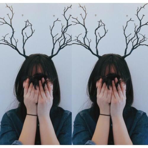 Long Antlers Tree Branches Horns Hat Hair Headband Cosplay Party Fancy Dress Hallowmas Xmas Cosplay Headwear