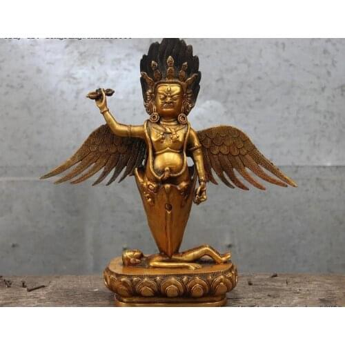 Tibetan Buddhism Temple Bronze Copper Garuda Bird Setrap Chen Vajvakilaka Statue