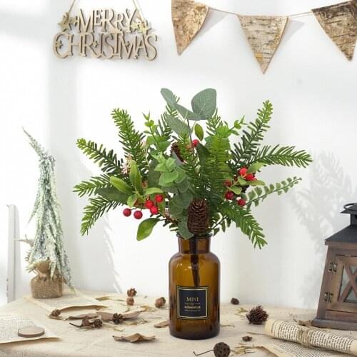 Artificial Green Plant Green Tree Branch Leaves For Christmas Wedding Decoration Bedroom Living Room Garden Home Decorations