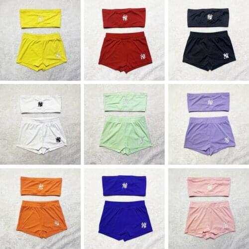 Summer New Sexy Solid Color Embroidery Letters Wrapped Chest Shorts Suit European And American Style Womens Suit