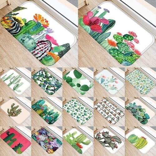 Cactus Kitchen Entrance Door Mat Coral Velvet Carpet Doormat Colorful Indoor Floor Mats Anti-Slip Rug 48261