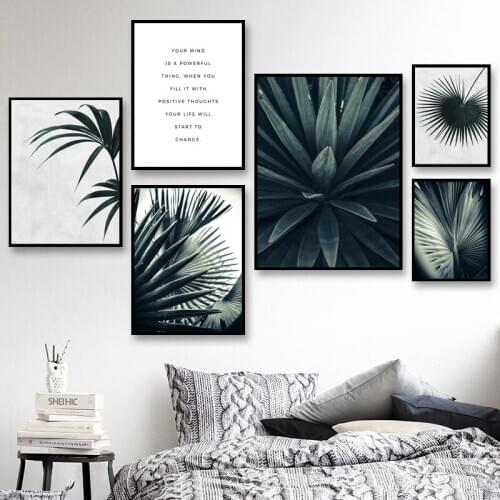 Tropical Plant Leaf Canvas Poster Nordic Botanical Wall Art Print Scandinavian Positive Quote Home Decoration Painting Picture