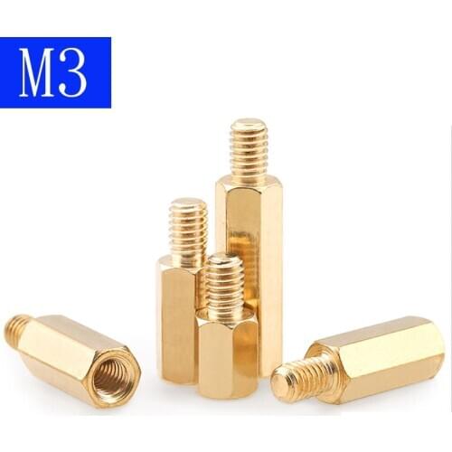 M3 + 6mm Hex Brass Spacer Screw PC Case Motherboard Standoff Riser Female-Male Screws