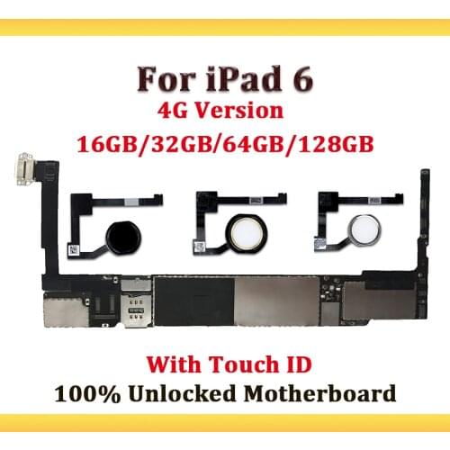 Clean Free iCloud For iPad 6 iPad Air 2 Motherboard,4G Version Replacement Mainboard For iPad 6 Air 2 Logic Board With Touch ID
