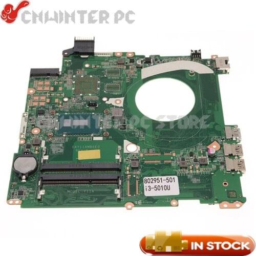 NOKOTION For HP Pavilion 15 15-P Laptop Motherboard 802951-001 802951-501 DAY11AMB6E0 I3-5010U CPU DDR3