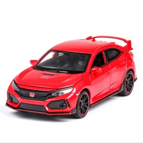 Honda Civic car model toy car model 1:32 simulation sound light return racing car children toy car model birthday gift red car