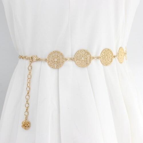 Fashion Elegant Ladies Metal Adjustable Thin Ladies Waist Chain Women Strap Dress Belt Decorative Clothess Accessories
