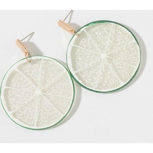 Trendy Acrylic Green Lemon Drop Earrings for Women girls Lovely Cute Fruit lemon earrings Unique Party Funny Jewelry gift
