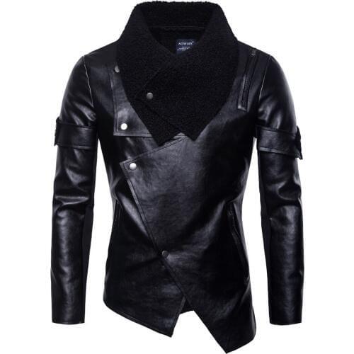 Men Leather Jackets Jackets and Coats Autumn New Mens Motorcycle Leather Jacket Irregular Personality Punk Style