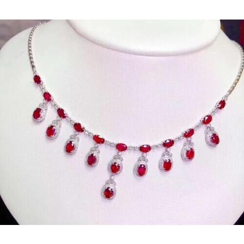 Natural Real Ruby necklace pendant S925 sterling silver Natural real ruby Pendant