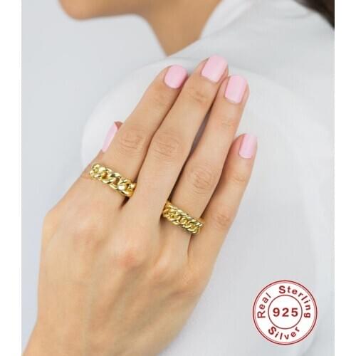 AIDE Punk Hollow Lock Opening Ring Minimalism INS Glossy Wide Adjustable Finger Rings For Women Silver 925 Jewelry Gift Anillos