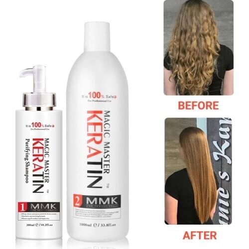Christmas 1000ml Without Formalin Brazilian Keratin Treatment +300ml Purifying Shampoo Straighten and Treatment Damage Hair