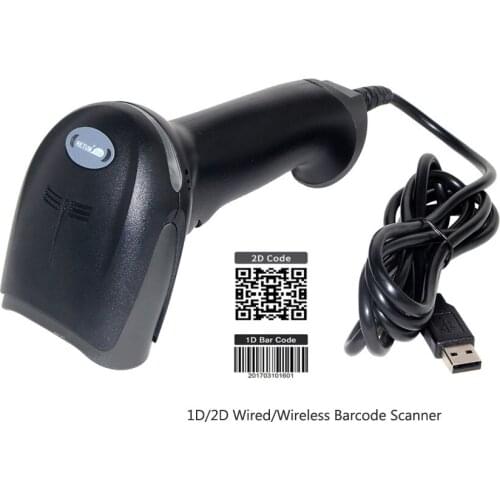 1D /2D Barcode Scanner Wireless QR Code Reader Wird USB Bar Code Scanner Plug and Play PDF417 Scanner for Supermarket POS System