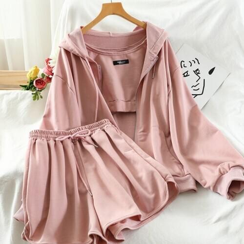 Sports 3 Piece Tracksuits Casual Set Women Zipper Hooded Sweatshirts+camis+ High Waist Tie Leg Long Pants Fashion Suits