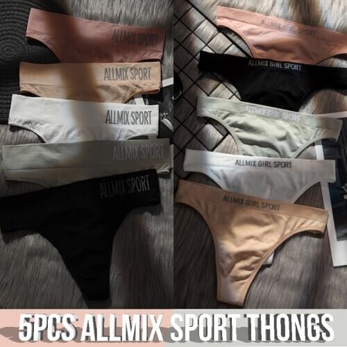 3/5pcs Panties 2020 Sexy Mid / Low Waist Sport Underwear Cotton Seamless Thong G String Underpants Letter Briefs Women Panties